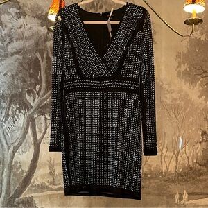 City Studio Black Long Sleeve Studded Dress